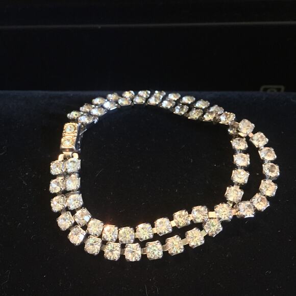 Vintage Double Strand Rhinestone Bracelet 7"0 - Picture 4 of 4